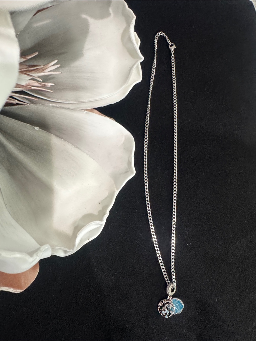 Stainless Steel Blue Pendant Necklace - Women Jewelry Fashion